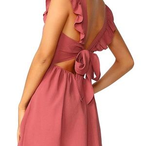 Ruffle sleeveless backless dress
